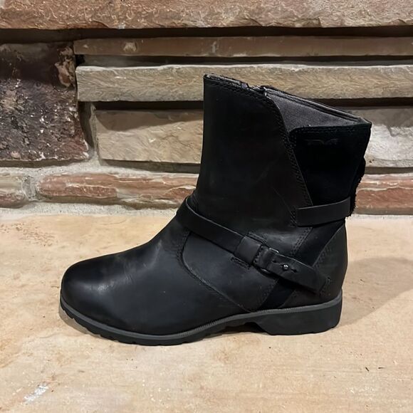 Teva Da Vina Black Waterproof Leather Bootie - Picture 3 of 9